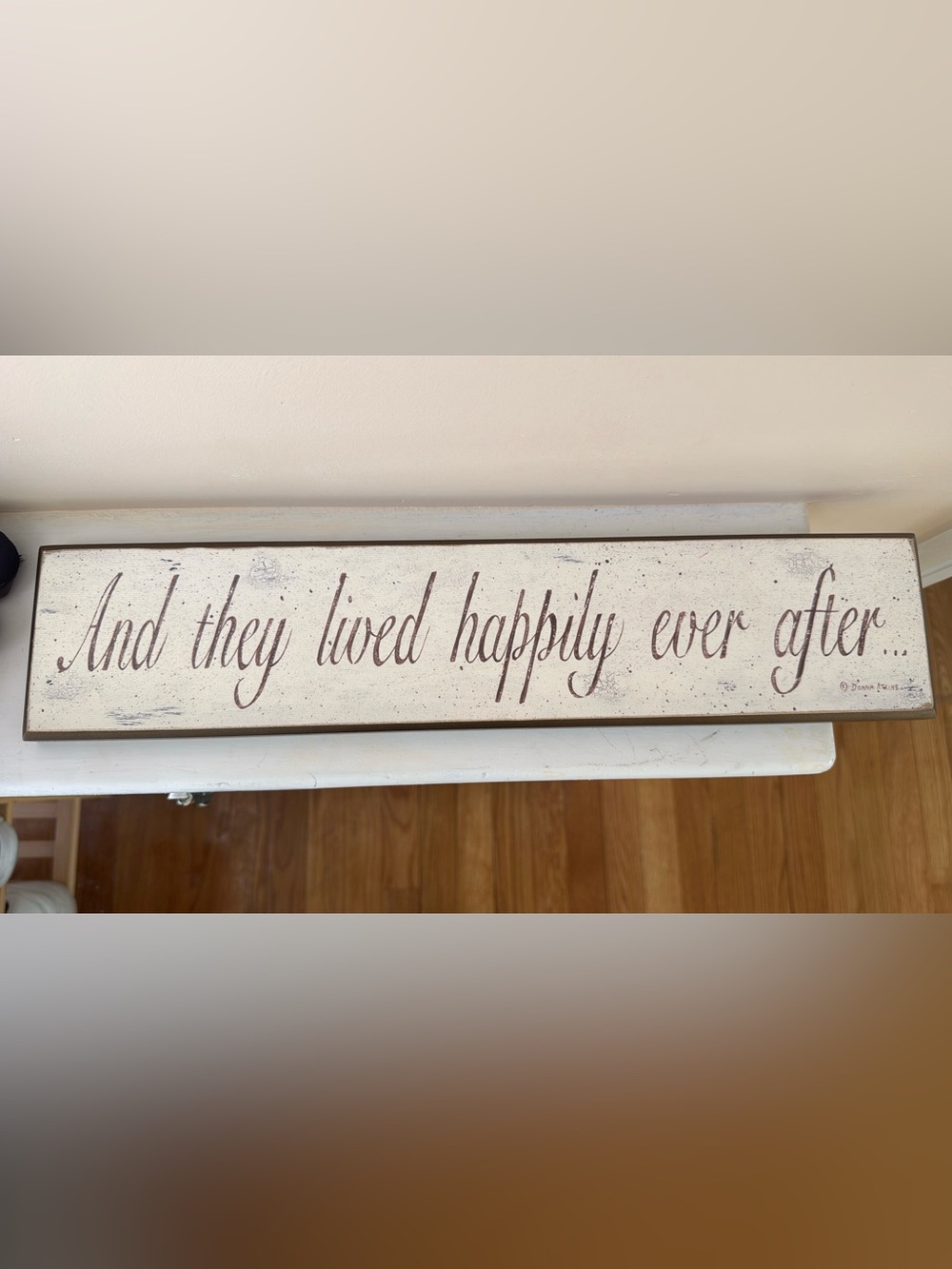 Rustic 'Lived Happily' Wall Sign - Beige and Brown